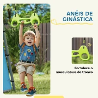 AIYAPLAY Baloiço para Crianças 3 em 1 Baloiço para Jardim Exterior com Baloiço Anéis de Ginástica e Tenda 283x180x182 cm Verde(m-8)