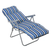 Outsunny 2er-Set Liegestuhl Set mit Kissen klappbar Sonnenliege 5 Stufen verstellbarer Rückenlehne Gartenliege Gartenmöbel Set Stahl Polyester Blau 60 x 75 x 65-102 cm(m-15)