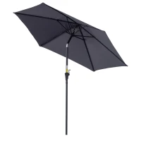 Outsunny 2.6M Garden Parasol Umbrella with Tilt and Crank, Outdoor Sun Parasol Sunshade Shelter with Aluminium Frame, Grey(m-13)