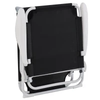 Outsunny Liegestuhl Sonnenliege Klappbare Strandliege 4-stufige Gartenliege Netzstoff Schwarz 186 x 66 x 80 cm(m-11)