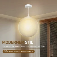 Lampa Księżycowa HOMCOM, Druk 3D, Sterowanie przez Aplikację, Kompatybilność z Muzyką, Różne Tryby Światła, Biały(m-4)