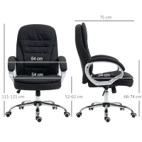 Vinsetto Bürostuhl Arbeitsstuhl Schreibtischstuhl Drehstuhl 360° Ergonomisch Wippfunktion Höhenverstellbar Schwarz Leinen 64 x 75 x 111-121 cm(m-3)