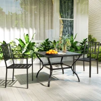 Outsunny Set of Two Minimal Metal Garden Chairs - Black(m-8)