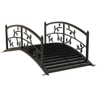 Outsunny 1.2M Metal Decorative Vine Pattern Arch Garden Bridge, Black(m-11)