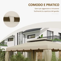 Outsunny Tettuccio di Ricambio per Gazebo da Giardino 3x4m con Tetto a 2 Livelli in Poliestere Beige(m-6)