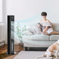 HOMCOM Nine Setting Tower Fan Humidifier, with Ice Boxes - Black(m-10)