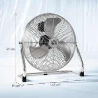 HOMCOM Metal Desk Fan with 3 Speeds & 120° Adjustable Tilt - Silver(m-3)