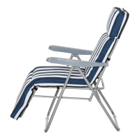 Outsunny 2 x Klappstühle Gartenstuhl Sonnenliege Armlehne klappbar 5 Positionen Auflage Blau 60 x 75 x 102 cm(m-13)