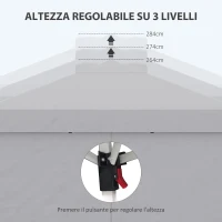 Outsunny Gazebo Pieghevole 3x3 m con Altezza Regolabile su 3 Livelli, Finestre e Borsa di Trasporto, Grigio Chiaro(m-5)