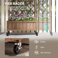 Outsunny 2er Set Hochbeet Pflanzkasten mit Rolle, Rankgitter, Spalier Pflanzkübel Blumenkasten Holz 52x25x97cm Braun(m-6)