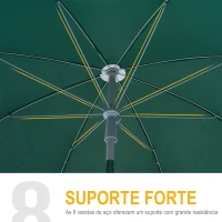 Outsunny Guarda-sol de praia Ø200 cm de diâmetro Telhado Inclinado Poste Destacável e pico inferior Verde(m-7)