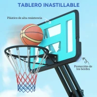 SPORTNOW Canasta de Baloncesto Ajustable de 146-236 cm con Ruedas y Base Rellenable con Agua o Arena Tablero Irrompible Negro(m-7)