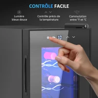 HOMCOM Cave à vin 6 bouteilles 17L haute performance température réglable 8-18° avec lumière LED panneau contrôle tactile noir(m-7)