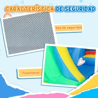 AIYAPLAY Castillo Hinchable 5 en 1 con Tobogán Piscinas y Canasta Incluye Inflador y Bolsa de Transporte 385x290x180cm Multicolor(m-6)
