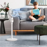 HOMCOM Pedestal Fan, Powerful Air Circulator, 12 Inch Floor Standing Fan with 3 Speed Settings, Oscillating Function for Bedroom, Home and Office, White(m-7)
