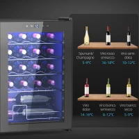 HOMCOM Cantinetta Vino Refrigerata per 20 Bottiglie, Capacità 53L, Porta in Vetro Anti-UV e Ripiani Regolabili, Nero(m-9)