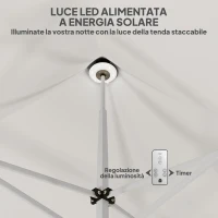 Outsunny Gazebo da Giardino Pop Up 3x3 m ad Altezza Regolabile con Luci LED Solari, in Tessuto Oxford e Metallo, Bianco(m-4)