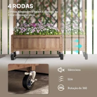 Outsunny Conjunto de 2 Jardineiras de Exterior Jardineiras com Treliça Metálica para Plantas Trepadeiras Vasos com Rodas para Jardim Pátio 52x25x97 cm Madeira(m-6)