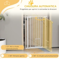 PawHut Cancellino per Cani Regolabile Alto con Porta Piccola e Chiusura Automatica, 74-80x104cm, Bianco(m-5)