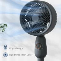 HOMCOM Pedestal Fan, Powerful Air Circulator, 12 Inch Floor Standing Fan with 3 Speed Settings, Oscillating Function for Bedroom, Home and Office, Grey(m-6)