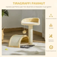 PawHut Albero Tiragraffi per Gatti per Gioco e Relax 35.5x37x46 cm Beige(m-4)