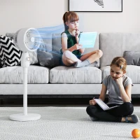 HOMCOM Pedestal Fan, Powerful Air Circulator, 12 Inch Floor Standing Fan with 3 Speed Settings, Oscillating Function for Bedroom, Home and Office, White(m-10)