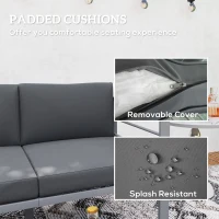 Outsunny Two-Seater Aluminium Garden Sofa - Grey(m-4)