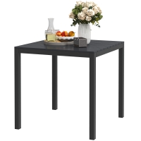 Outsunny Gartentisch Aluminium 73x73 cm Wetterfest Buffettisch mit Holzoptik, Campingtisch für 4 Personen Schwarz