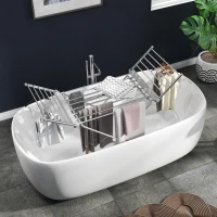 HOMCOM Séchoir à linge étendoir à linge 2 ailes latérales extensibles cadre en alliage d'aluminium 144 x 53 x 91 cm(m-8)