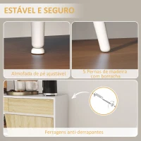 HOMCOM Aparador de Sala de Estar com 3 Gavetas Prateleiras Móvel para TV para Dormitório Sala de Estar 120x39x77 cm Branco e Madeira(m-7)