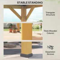 Outsunny 3x(3)M Outdoor Hardtop Gazebo Canopy with 2-Tier Roof and Solid Wood Frame, Outdoor Patio Shelter for Patio, Garden, Grey(m-5)