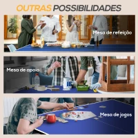 SPORTNOW Mesa de Ping-Pong Dobrável com Rede Apoio para os Pés Ajustáveis e Estrutura de Aço para Interior e Exterior 274x152,5x76 cm Azul(m-7)