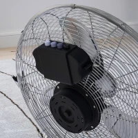 HOMCOM 20 Inches Chrome Metal Floor Fan, High Velocity 3-Speed Home Gym with Adjustable Head, Portable Desk & Table Fan Air Circulator for Home Office, Powerful Airflow, Quiet Operation(m-9)