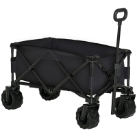 Outsunny Carrinho de Transporte Dobrável com Rodas Giratórias 360° e Guiador Ajustável 59-89 cm para Campismo Praia 108x55x61-91 cm Preto