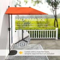 Outsunny 2m Half Parasol Umbrella - Orange(m-4)