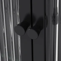 3-türiger Wandmontierter Glasschrank mit Gewölbtem Design, Vielseitiger Stauraum, 90×20×70 cm, Schwarz(m-10)