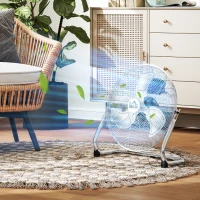 HOMCOM 20 Inches Chrome Metal Floor Fan, High Velocity 3-Speed Home Gym with Adjustable Head, Portable Desk & Table Fan Air Circulator for Home Office, Powerful Airflow, Quiet Operation(m-8)