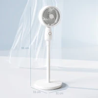 HOMCOM Pedestal Fan, Powerful Air Circulator, 12 Inch Floor Standing Fan with 3 Speed Settings, Oscillating Function for Bedroom, Home and Office, White(m-3)