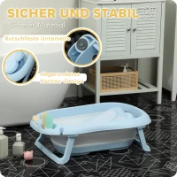 AIYAPLAY Babybadewanne, faltbar, rutschfester Boden, sichere Materialien, 83L x 48B x 23,5H cm, Hellblau(m-6)