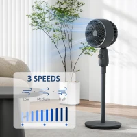 HOMCOM Pedestal Fan, Powerful Air Circulator, 12 Inch Floor Standing Fan with 3 Speed Settings, Oscillating Function for Bedroom, Home and Office, Grey(m-4)