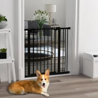 PawHut Cancellino per Cani a 2 Estensioni con Larghezza Regolabile fino 100 cm e Chiusura Automatica, Nero(m-2)