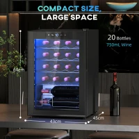 HOMCOM 20 Bottle 5-18℃ Countertop Wine Fridge - Black(m-3)
