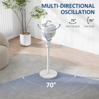 HOMCOM Pedestal Fan, Powerful Air Circulator, 12 Inch Floor Standing Fan with 3 Speed Settings, Oscillating Function for Bedroom, Home and Office, White(m-5)