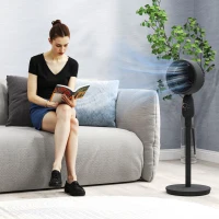 HOMCOM Pedestal Fan, Powerful Air Circulator, 12 Inch Floor Standing Fan with 3 Speed Settings, Oscillating Function for Bedroom, Home and Office, Black(m-8)