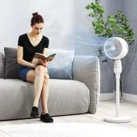 HOMCOM Pedestal Fan, Powerful Air Circulator, 12 Inch Floor Standing Fan with 3 Speed Settings, Oscillating Function for Bedroom, Home and Office, White(m-8)