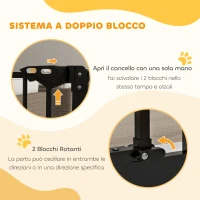 PawHut Cancellino per Cani a 2 Estensioni con Larghezza Regolabile fino 100 cm e Chiusura Automatica, Nero(m-4)