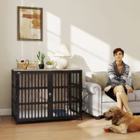 PawHut Dog Crate Furniture with Anti-Chew Resistant Mesh, Anti-Escape Single Door, for Extra Large Dogs, 118 x 80 x 92 cm(m-9)
