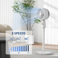 HOMCOM Pedestal Fan, Powerful Air Circulator, 12 Inch Floor Standing Fan with 3 Speed Settings, Oscillating Function for Bedroom, Home and Office, White(m-4)
