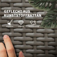 Outsunny Sonnenliege Gartenliege Tisch 3er-Set Gartenmöbel, Polyrattan+Metall Grau+Dunkelgrau(m-4)