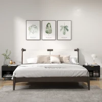 HOMCOM Elegant Bedside Table Set of 2, with Drawer and Shelf - Black/Gold Tone(m-10)